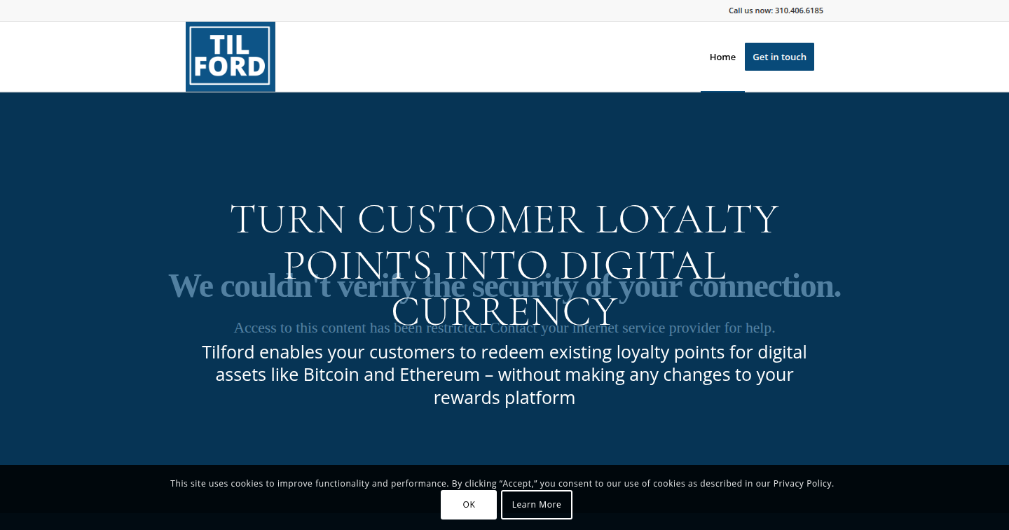 Home page of the website